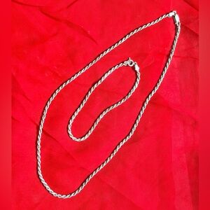 STERLING SILVER Textured Rope Chain necklace and bracelet set